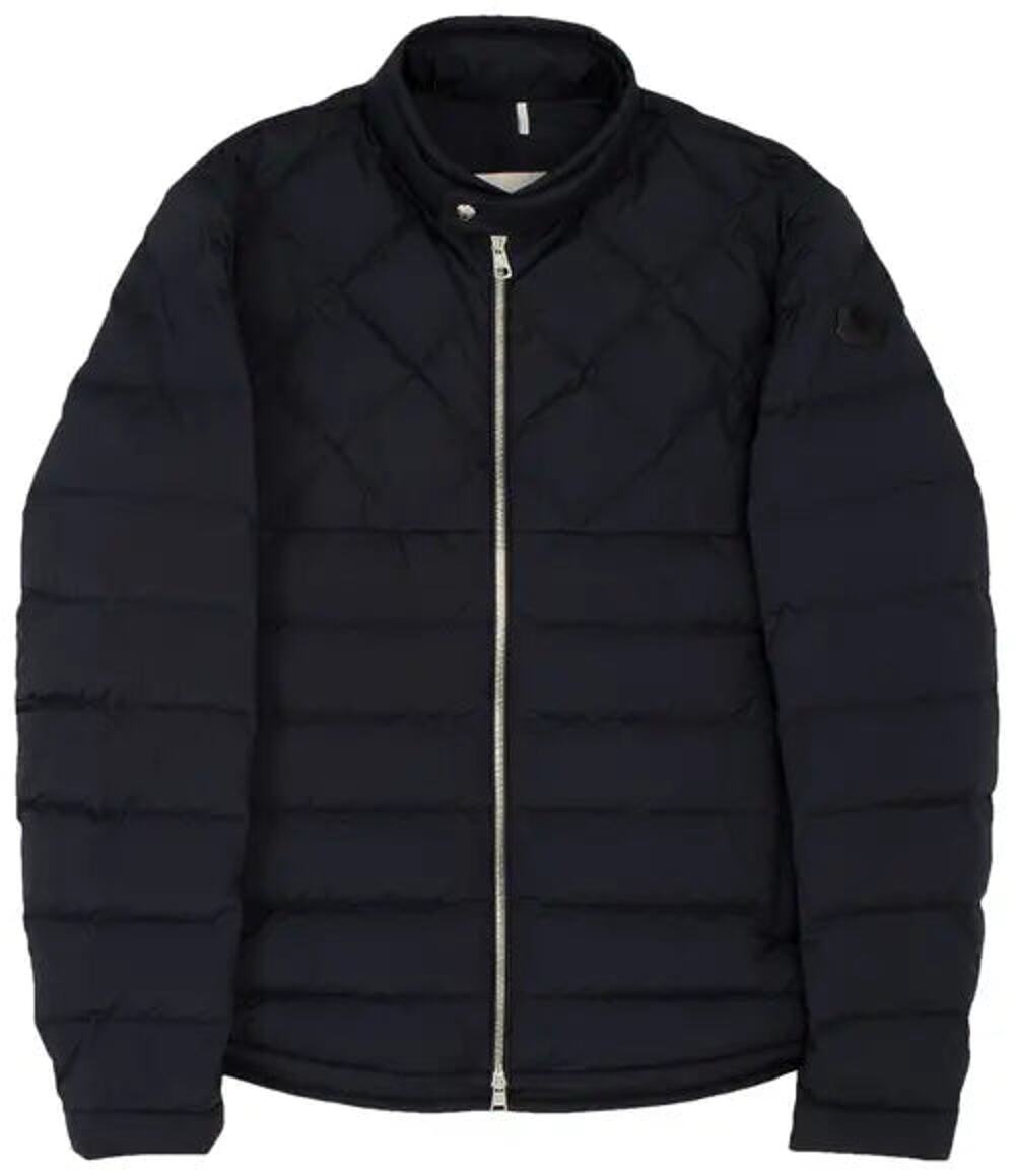 Moncler Choquart Air Check Full Zip Quilted Biker Jacket Dark Blue Womens Size 4